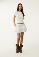 Spódnice - Stradivarius Spódnico-spodnie z falbanami Biały S - miniaturka - grafika 1