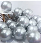 Balony i akcesoria - Balony chrome, shiny, glossy, platynowe, srebrne, silver 5 szt. - miniaturka - grafika 1