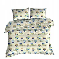 Pościel - pościel z flaneli 160x200 + 2x poszewka F 46-1 sowki na gałęzi ecru - miniaturka - grafika 1