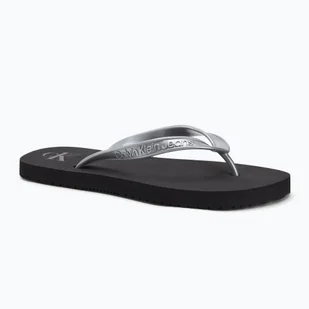 Japonki damskie Calvin Klein YW0YW01719 Beach Sandal Monologo Tpu black/silver - Klapki i japonki damskie - miniaturka - grafika 1