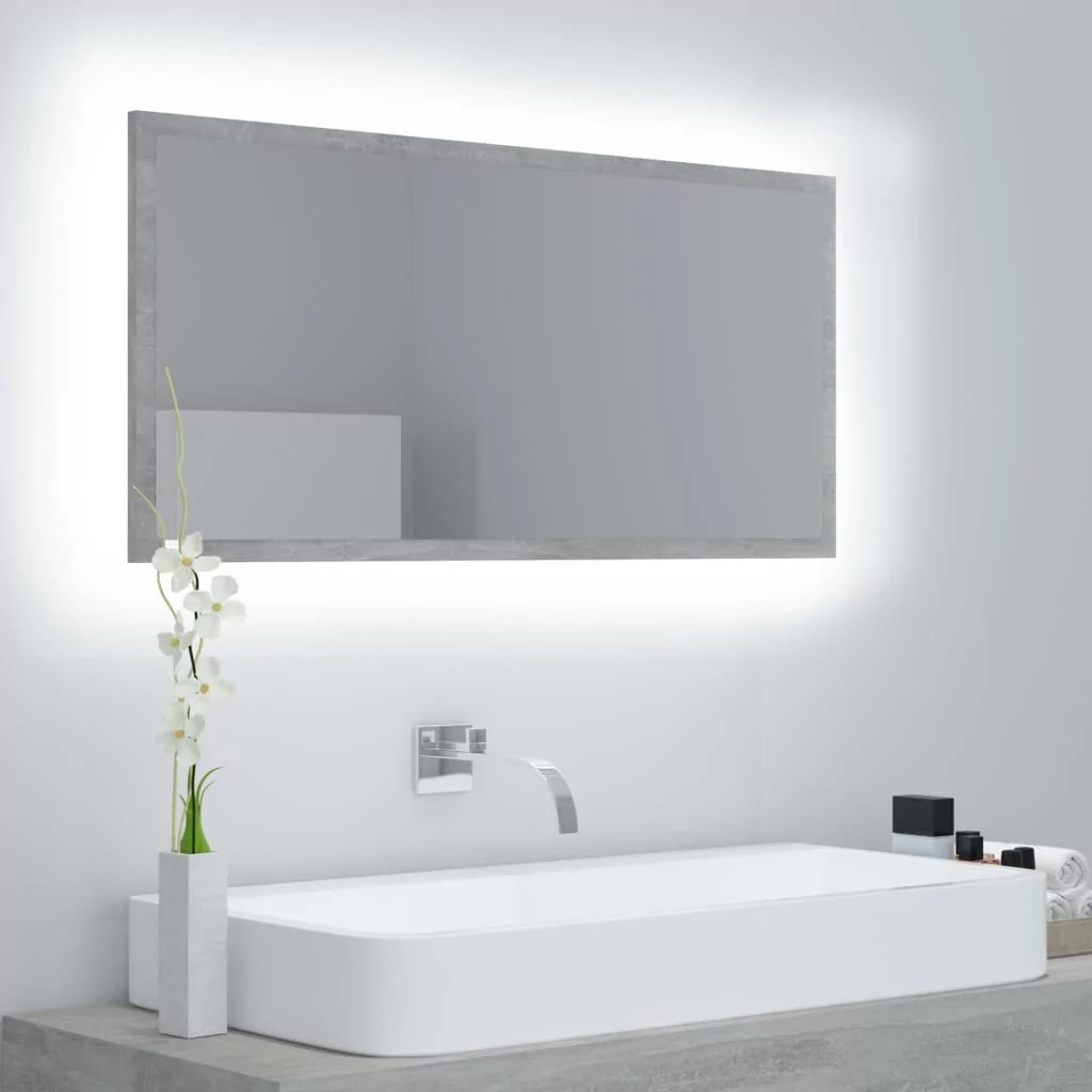 vidaXL Lumarko Lustro łazienkowe z LED, szarość betonu, 90x8,5x37 cm, płyta! 804936