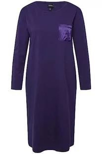 Ulla Popken Damska koszula nocna Nightgown, satynowa kieszeń, fioletowo-niebieska, 50/52, Fioletowy niebieski, 50-52 - Piżamy damskie - miniaturka - grafika 1