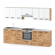 Meble kuchenne - Zestaw kuchenny z blatem roma 2.8m duży modułowy wotan biały mat dąb wotan - miniaturka - grafika 1