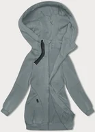 Bluzy damskie - Luźna długa bluza damska ze ściągaczami szarozielona (AMG-332A) - LHD - miniaturka - grafika 1