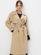 Płaszcze damskie - Mohito - Bawełniany trencz - beżowy - miniaturka - grafika 1