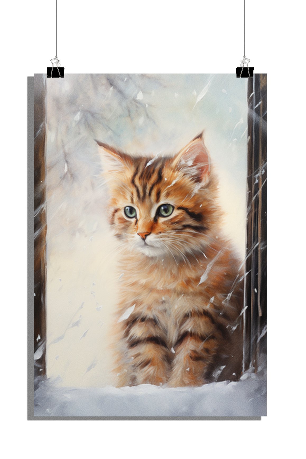 Plakat z kotkiem - Plakat ze śniegiem - Plakat ze zwierzętami - Uroczy plakat - Zabawny plakat - 61x91cm - Idealny do oprawienia w ramkę