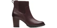 Botki damskie - Clarks Verona Ease Botki bordowe skórzane 37 - miniaturka - grafika 1