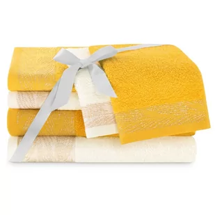 Ręcznik ALLIUM kolor żółty styl klasyczny 2*30x50+2*50x90+2*70x130 ameliahome - TOWEL/AH/ALLIUM/MUS+CR/SET2*30x50+2*50x90+2*70x1 - Ręczniki - miniaturka - grafika 1