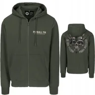 Bluzy męskie - PITBULL WEST COAST BLUZA ROZPINANA Z KAPTUREM PARA BELLUM CIEMOZIELONA 3XL - miniaturka - grafika 1