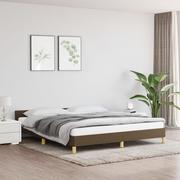 Łóżka - Lumarko Rama łóżka z zagłówkiem, ciemnobrązowa 180x200 cm obita tkaniną - miniaturka - grafika 1