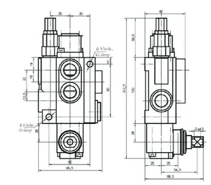 Rozdzielacz hydrauliczny PRESKO  3-sekcyjny 40l z jedną sekcją pływającą- zestaw z nyplami - Akcesoria do hydrauliki siłowej - miniaturka - grafika 5