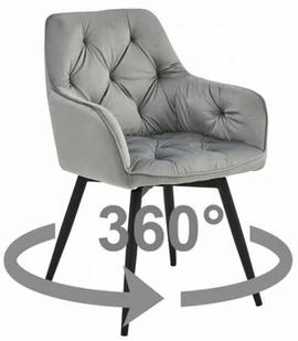 Krzesło JORK360 - aksamit srebrno-szary / nogi czarne x 1 - Krzesła - miniaturka - grafika 1