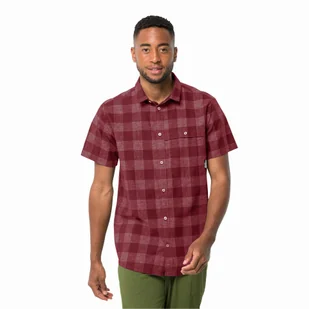 Męska koszula Jack Wolfskin HIGHLANDS SHIRT M deep ruby check - S - Koszule męskie - miniaturka - grafika 1