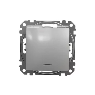Łącznik jednobiegunowy Schneider Sedna Design SDD113101L z podświetleniem srebrne aluminium Design &amp; Elements - Kostki, złączki, wtyczki - miniaturka - grafika 1