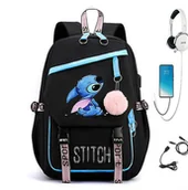 Plecaki szkolne i tornistry - Stitch Usb Akumulator Szkolny Plecak Męski i Żeński Plecak Studencki Styl 1 - miniaturka - grafika 1