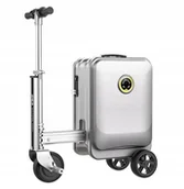Walizki - INTELIGENTNA WALIZKA ELEKTRONICZNA NA WÓZKU AKUMULATOR SREBRNA SKŁADANA - miniaturka - grafika 1
