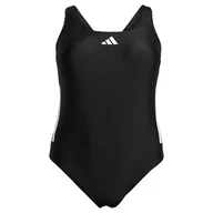 Stroje kąpielowe - adidas Damski strój kąpielowy z 3 paskami w kształcie litery C (duży rozmiar) XL, czarny/biały, XL More - miniaturka - grafika 1