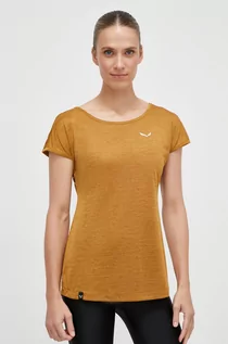 Koszulki sportowe damskie - Salewa t-shirt sportowy Puez Melange kolor brązowy - grafika 1