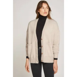 CALVIN KLEIN JEANS Kardigan | Loose fit | z dodatkiem wełny - Swetry damskie - miniaturka - grafika 1