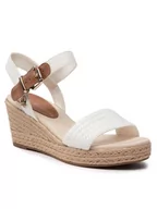 Espadryle damskie - Tommy Hilfiger Espadryle Th Textured Low Wedge Sandal FW0FW06555 Biały - miniaturka - grafika 1