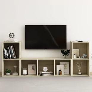 vidaXL Lumarko 3-cz. zestaw szafek TV, dąb sonoma, płyta wiórowa 3080018 - Szafki RTV - miniaturka - grafika 1