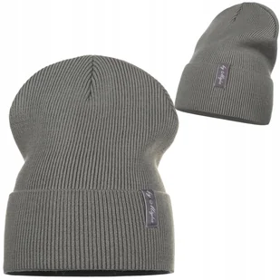 Szara Czapka Zimowa Jesienna Damska Prążek Polska Marka Majka - Czapki damskie - miniaturka - grafika 1