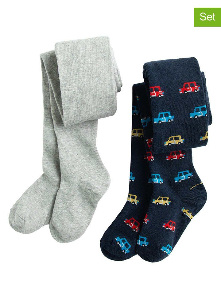 COOL CLUB Rajstopy (2 pary) w kolorze szaro-granatowym