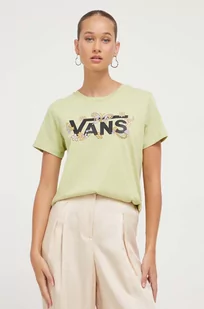 Vans t-shirt bawełniany kolor zielony - Koszulki sportowe damskie - miniaturka - grafika 1