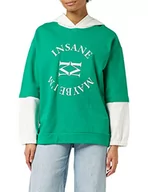 Bluzy damskie - Trendyol Bluza damska z kapturem Slogan Relaxed, zielona, XS, ZIELONY - miniaturka - grafika 1