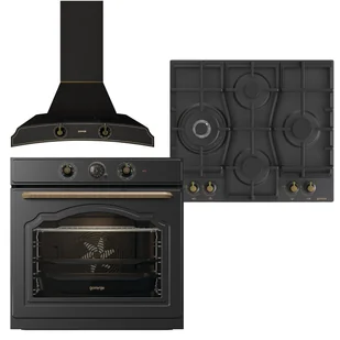 Zestaw AGD do zabudowy Gorenje Piekarnik BOS67371CLB+ Płyta gazowa GW6D42CLB+Okap DK63MCLB Retro - Zestawy AGD - miniaturka - grafika 1