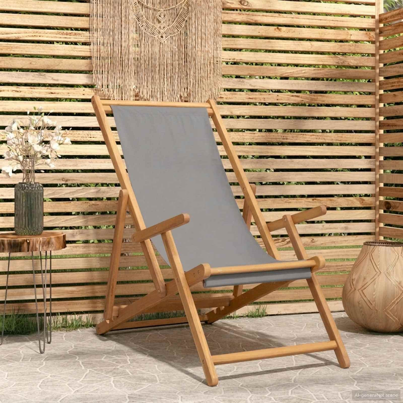 vidaXL Krzesło plażowe jasnoszary Lite drewno teakowe 42032667