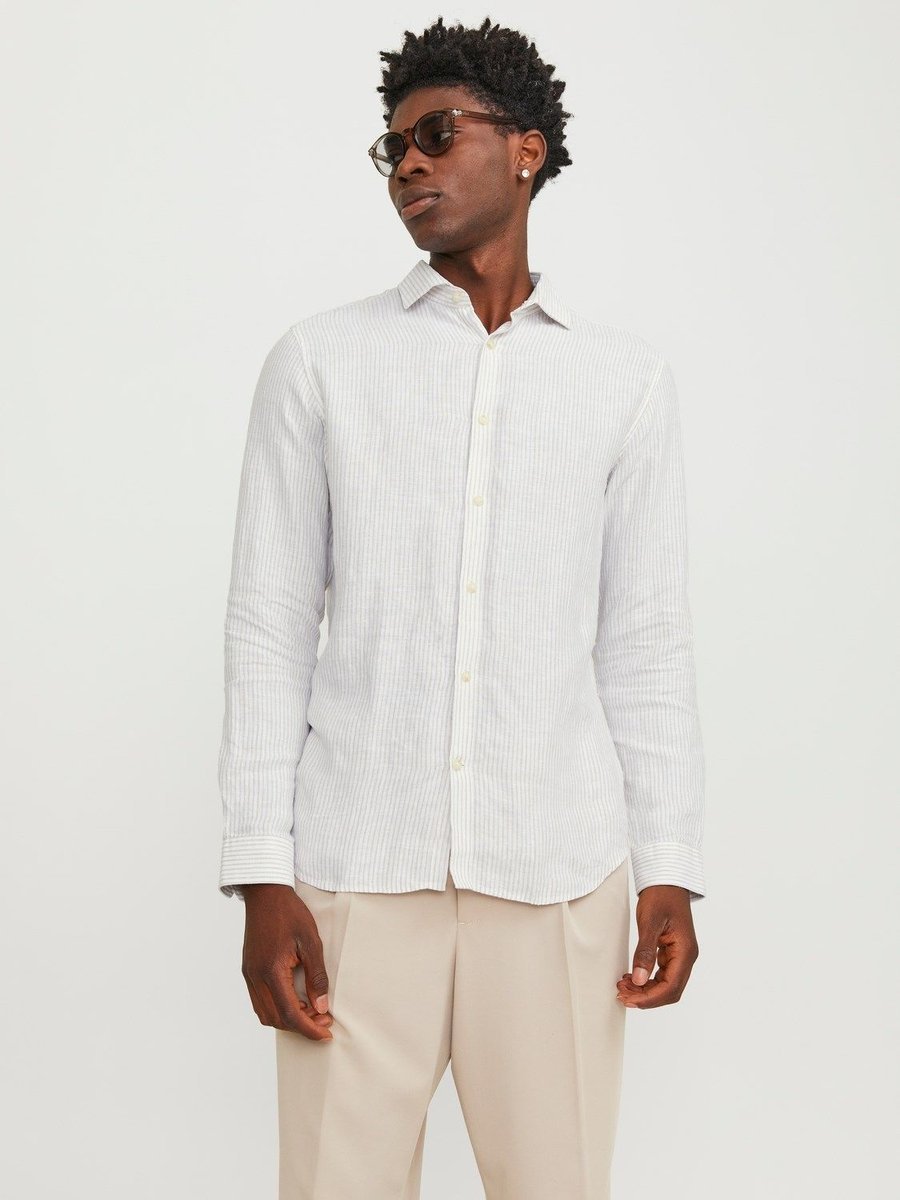 camicie uomo jack and jones premium 12251673 parker linen traverine