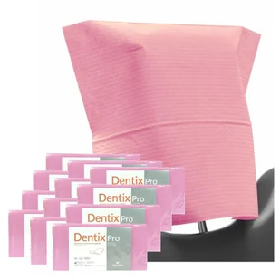 Pokrowiec na zagłówek stomatologiczny 32cm x 28cm różowy podfoliowany 54g DentixPro 600szt - Kosmetyczne akcesoria jednorazowe - miniaturka - grafika 1