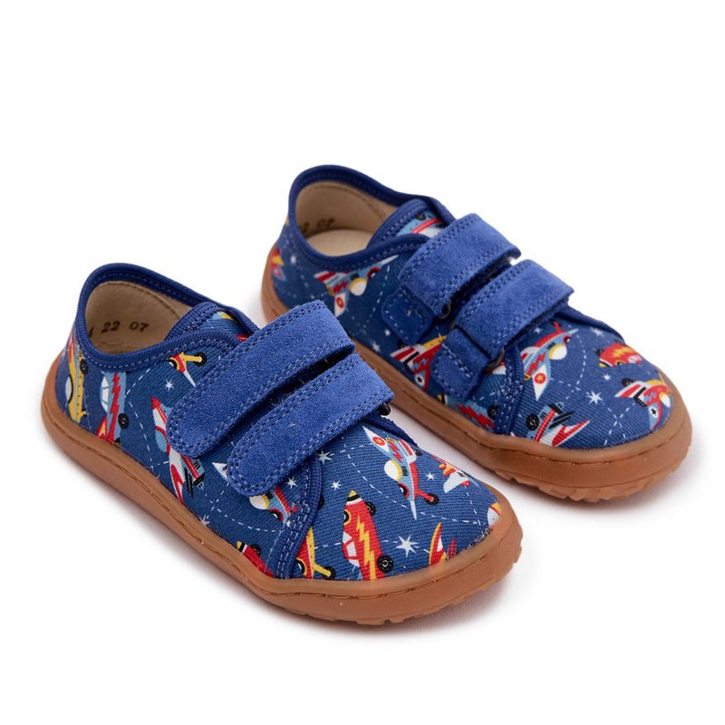 Kapcie Dziecięce Barefoot Statki Kosmiczne Froddo Canvas G1700440-5 Niebieskie 24-33