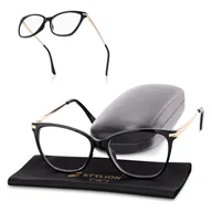 Okulary korekcyjne, oprawki, szkła - Plusy +2.50 damskie okulary do czytania korekcyjne Kocie Oczy z flexami ST320 czarno-złote - miniaturka - grafika 1