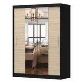 Szafy - Szafa VISTA 01 150| Czarny, Dąb sonoma z lustrem - miniaturka - grafika 1