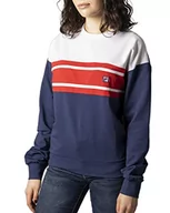 Bluzy damskie - Fila Damska bluza z okrągłym dekoltem Boston, Średniowieczny niebieski - jasny biały - prawdziwy czerwony, XS - miniaturka - grafika 1