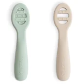 Sztućce dla dzieci - Pierwsze łyżeczki dla niemowląt 2-pack Cambridge Blue & Shifting Sand, Mushie - miniaturka - grafika 1