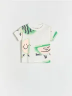 Bluzki dla niemowląt - Reserved - Bawełniany t-shirt z nadrukiem - złamana biel - miniaturka - grafika 1