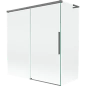 Parawany nawannowe - Mexen Rox L parawan nawannowy 2-skrzydłowy rozsuwany 150 + 70 x 150 cm, transparent, gun metal - 8C9L-150-070-95-00 - miniaturka - grafika 1