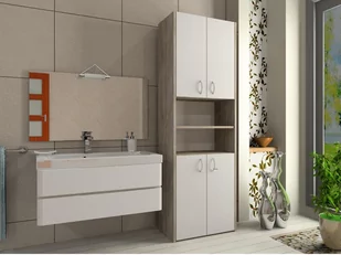 Słupek łazienkowy Adaś 4D sonoma/biel 56 cm - Szafki łazienkowe - miniaturka - grafika 3