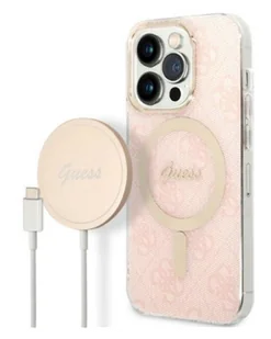Etui do iPhone 14 Pro Guess 4G Gold Pink Magsafe + ładowarka - różowe - Etui i futerały do telefonów Etui do iPhone 14 Pro Guess 4G Gold Pink Magsafe + ładowarka - różowe - Etui i futerały do telefonów - miniaturka - grafika 1