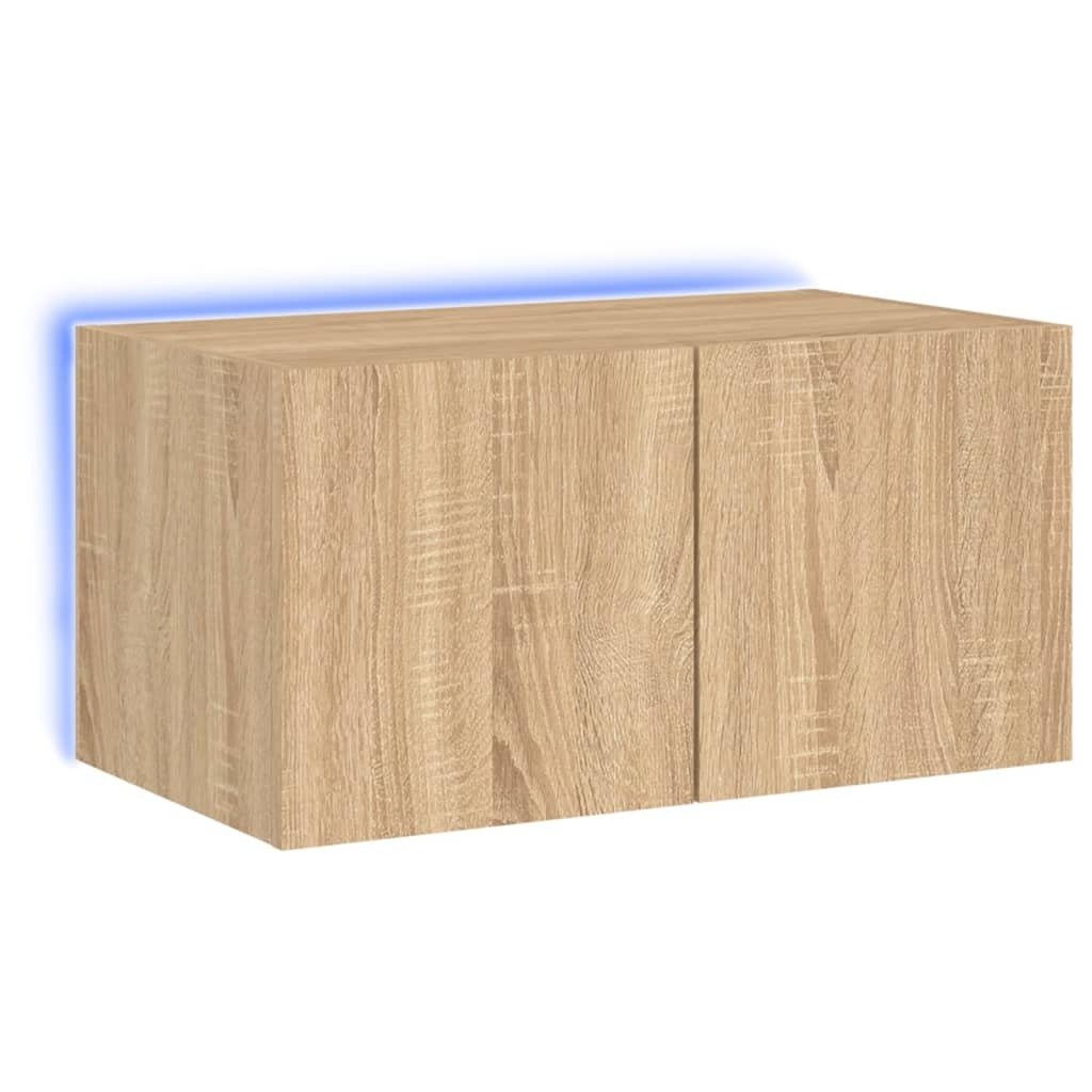 vidaXL Ścienna szafka pod telewizor z oświetleniem LED dąb sonoma 60x35x31 cm