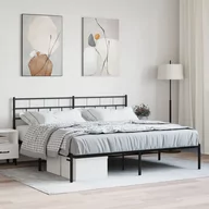 Inne meble do sypialni - Metalowa rama łóżka z wezgłowiem, czarna, 180x200 cm Lumarko! - miniaturka - grafika 1