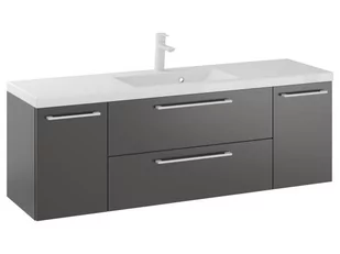 Szafka Wisząca Z Umywalką RON 140 cm D - Titan Mat - Uchwyty Białe Matowe - Szafki łazienkowe - miniaturka - grafika 1