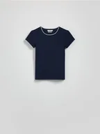 Koszulki i topy damskie - Reserved - T-shirt z modalem - granatowy - miniaturka - grafika 1