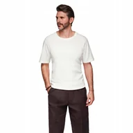 Koszulki męskie - Koszulka męska o waflowej strukturze - złamana biel V1 OM-TSCT-0197 r. M - miniaturka - grafika 1