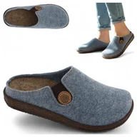 Kapcie damskie - Kapcie Domowe Ciepłe Klapki Damskie Filcowe Wygodne Befado Niebieskie 37 - miniaturka - grafika 1