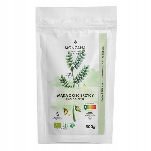 Bezglutenowa mąka z ciecierzycy mąka pudrowa ekologiczna 500g Moncana