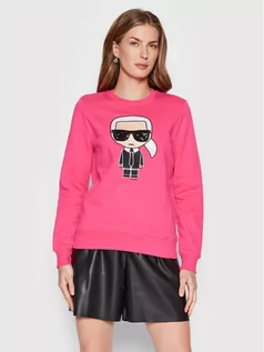 Bluzy damskie - Karl Lagerfeld Bluza Ikonik 210W1820 Różowy Regular Fit - grafika 1
